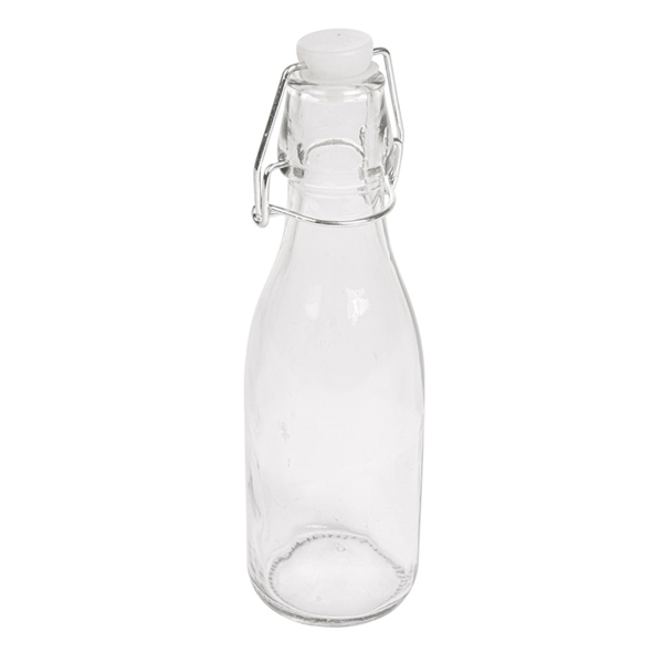 [207.70] BOTELLA + CIERRE CLIP 250 ML Ø 5,5x19,5 CM TRANSPARENTE CRISTAL (48 UNID.)