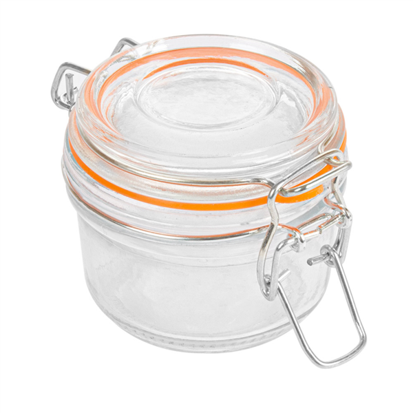 [198.26] TARRO ALMACENAR + CIERRE CLIP 125 ML Ø 8,3x7 CM TRANSPARENTE CRISTAL (48 UNID.)