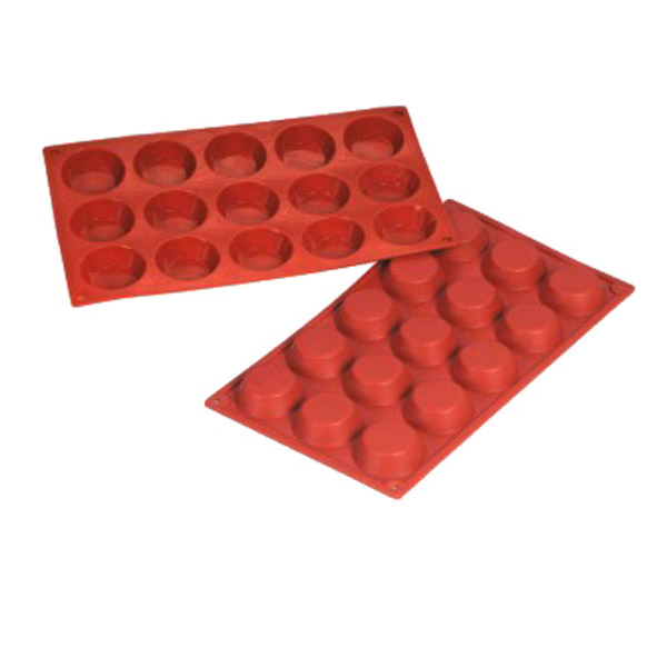 MOLDE PETIT FOUR Ø 5x1,5 CM 17,5x30 CM ROJO SILICONA (1 UNID.)