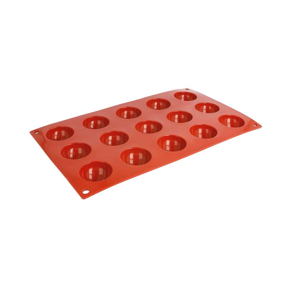 [166.11] MOLDE SEMIESFERA Ø 4x2 CM 17,5x30 CM ROJO SILICONA (1 UNID.)