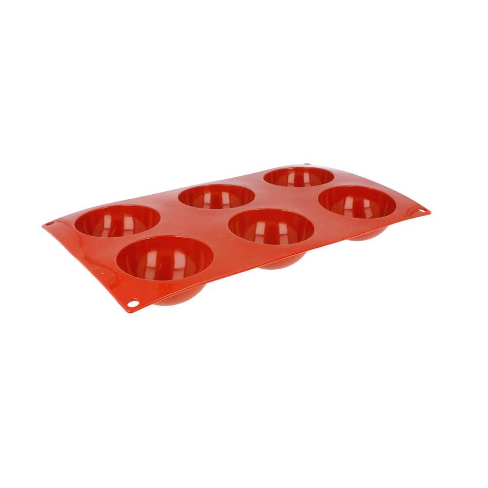 [166.10] MOLDE SEMIESFERA Ø 7x3,5 CM 17,5x30 CM ROJO SILICONA (1 UNID.)
