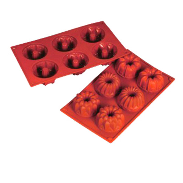 [166.21] MOLDE BRIOCHETTE Ø 7,5x4 CM 17,5x30 CM ROJO SILICONA (1 UNID.)