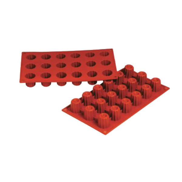 [166.25] MOLDE CANNELÉ Ø 3,5x3,5 CM 17,5x30 CM ROJO SILICONA (1 UNID.)