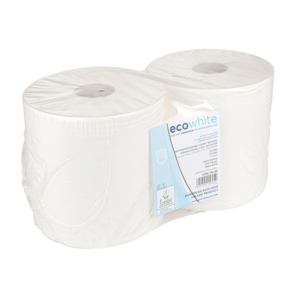 [156.04] Matatrapos Ecolabel 2 Capas - 900 Hojas 19 G/M2 Ø26X26 Cm Blanco Tissue (2 Unid.)