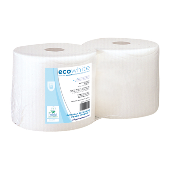 [156.23] MATATRAPOS ECOLABEL 2 CAPAS - BOBINA 3,5 KG 19 G/M2 Ø32x24 CM BLANCO TISSUE (2 UNID.)