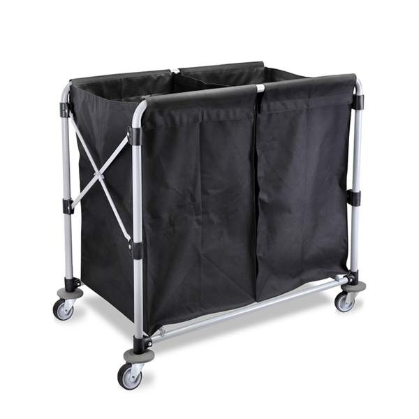 [250.20] CARRO PLEGABLE PARA LAVANDERÍA 2 X 50 L 97x58x86 CM NEGRO ACERO (1 UNID.)
