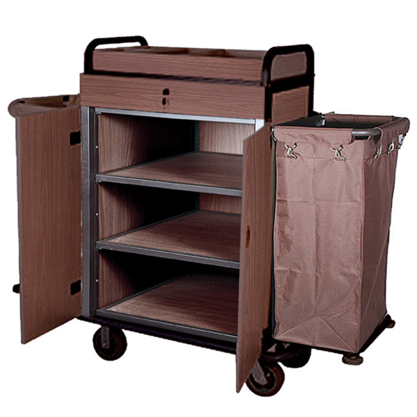 [128.23] Carro Con Puertas + 2 Bolsas De Vinilo 144X50X114 Cm Marrón Hierro (1 Unid.)