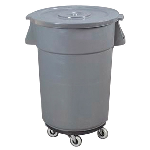[115.76] Contenedor Con Tapa + Ruedas 167 L Ø 61,5X79,5 Cm Gris Pp (1 Unid.)