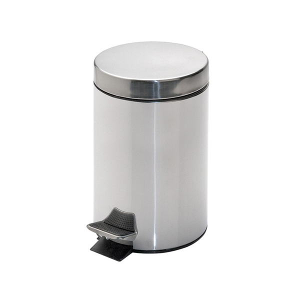 CUBO PEDAL CON RECEPTÁCULO INTERIOR 3 L Ø 17x24,5 CM PLATEADO INOX (1 UNID.)