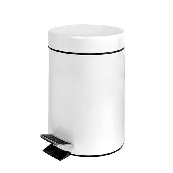 Cubo Pedal Con Receptáculo Interior 3 L Ø 17X24,5 Cm Blanco Acero (1 Unid.)