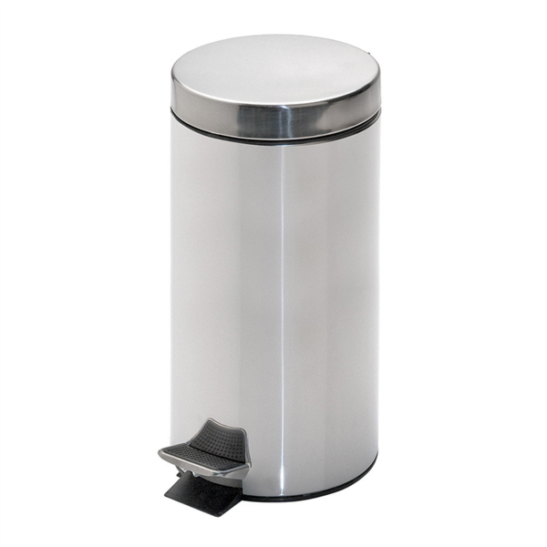 [162.30] CUBO PEDAL CON RECEPTÁCULO INTERIOR 12 L Ø 25x38 CM PLATEADO INOX (1 UNID.)