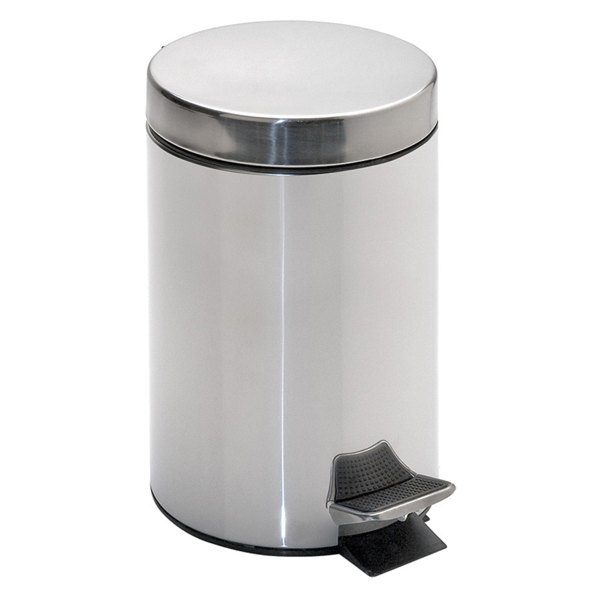 CUBO PEDAL CON RECEPTÁCULO INTERIOR 20 L Ø 29,5x44 CM PLATEADO INOX (1 UNID.)