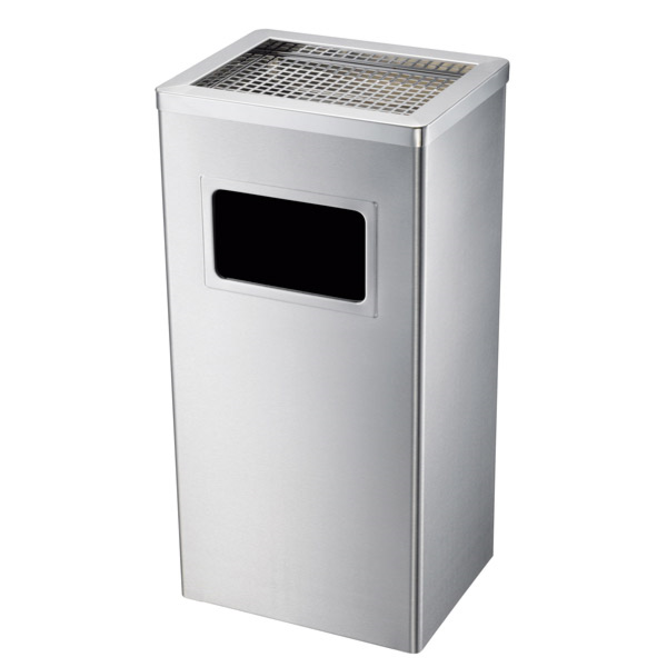 [158.74] PAPELERA/CENICERO, RECTANGULAR 30x24x62 CM PLATEADO INOX (1 UNID.)
