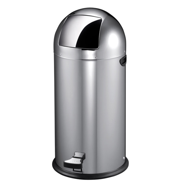 [127.75] Papelera Push Con Pedal 22 L Ø 33X63 Cm Plateado Inox (1 Unid.)