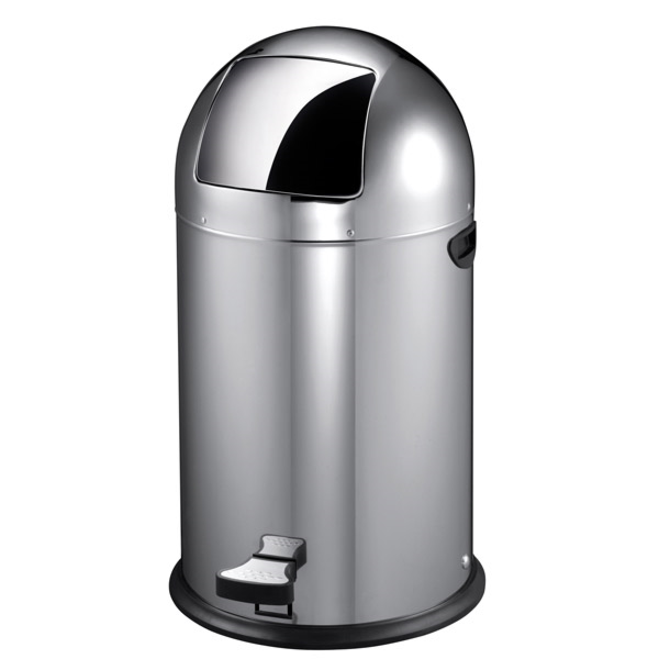 [127.72] Papelera Push Con Pedal 40 L Ø 38X74 Cm Plateado Inox (1 Unid.)