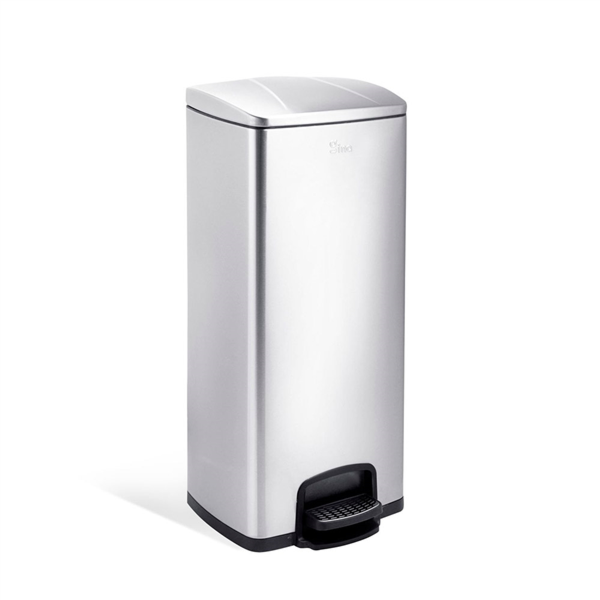 [250.21] CUBO PEDAL CON RECEPTÁCULO INTERIOR 30 L 31,5x31,5x69,5 CM PLATEADO INOX (1 UNID.)