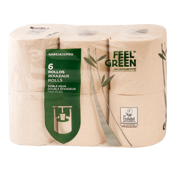 [205.25] 6 U. PAPEL HIGIÉNICO 2 CAPAS 2x17 G/M2 10 CM (h) x 36 M NATURAL PAPEL RECICLADO (1 UNID.)