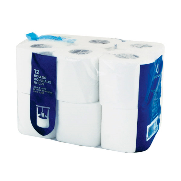 12 U. Papel Higiénico 2 Capas 2X17 G/M2 9 Cm (H) X 23 M Blanco Celulosa (1 Unid.)