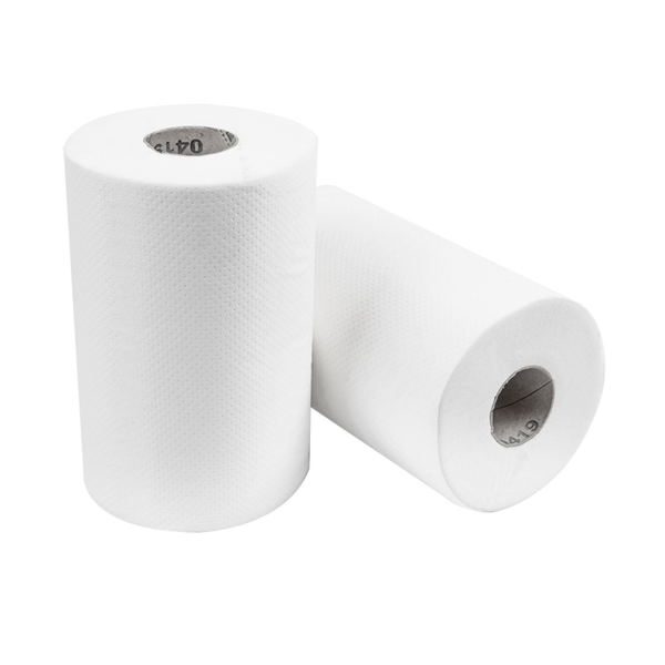 SECAMANOS "MINI BARRIL" ECOLABEL 1 CAPA - 300 HOJAS 22 G/M2 Ø 13x20 CM BLANCO TISSUE (12 UNID.)