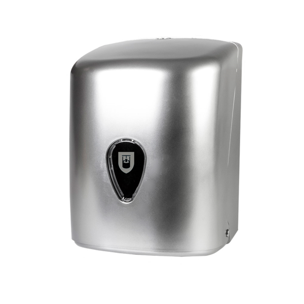 DISPENSADOR PARA SECAMANOS 'MAXI BARRIL' 24x24x32,5 CM PLATEADO ABS (1 UNID.)