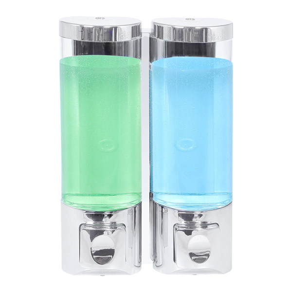 DISPENSADOR DE JABÓN 2x400 ML 13,7x6,3x20,3 CM PLATEADO ABS (1 UNID.)