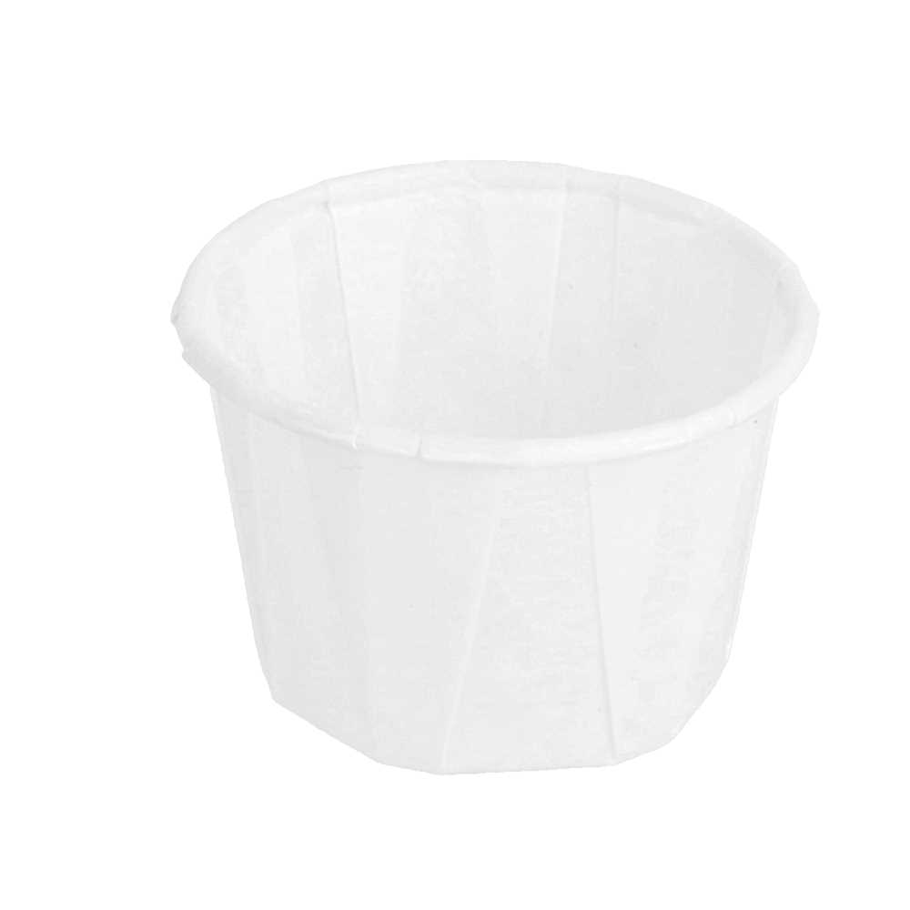 [126.69] TARRINAS PAPEL PLISADO 30 ML (1 oz) 80 G/M2 Ø4,4/3,1x2,8 CM BLANCO PERG. ANTIGRASAS (250 UNID.)