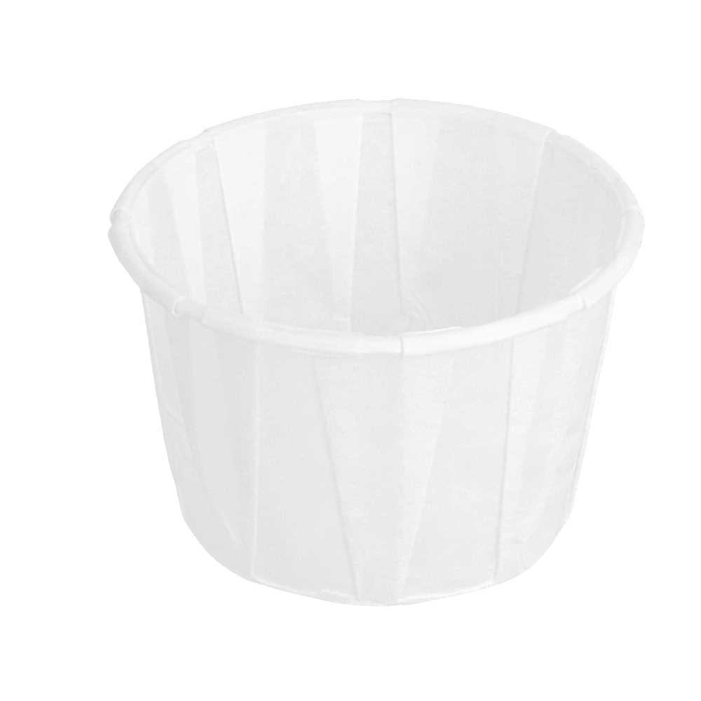 TARRINAS PAPEL PLISADO 60 ML (2 oz) 80 G/M2 Ø5,5/3,9x3,5 CM BLANCO PERG. ANTIGRASAS (250 UNID.)