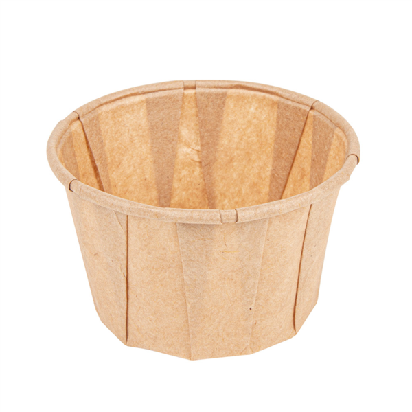 [226.14] TARRINAS PAPEL PLISADO 60 ML (2 oz) 80 G/M2 Ø5,5/3,9x3,5 CM NATURAL PERG. ANTIGRASAS (250 UNID.)
