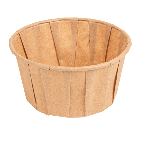 TARRINAS PAPEL PLISADO 165 ML (5,5 oz) 80 G/M2 Ø8/6x4,3 CM NATURAL PERG. ANTIGRASAS (250 UNID.)