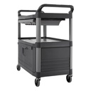 Carro de Servicio con Puertas con Cerradura y Cajón Deslizante, Gris