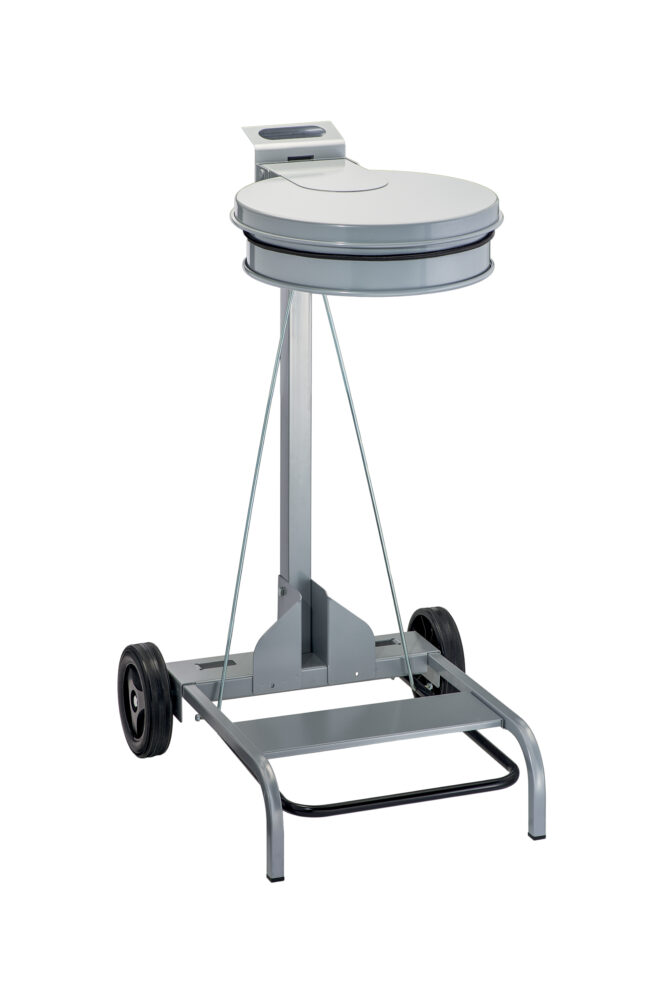 Portabolsas Redondo Movil Con Pedal Gris