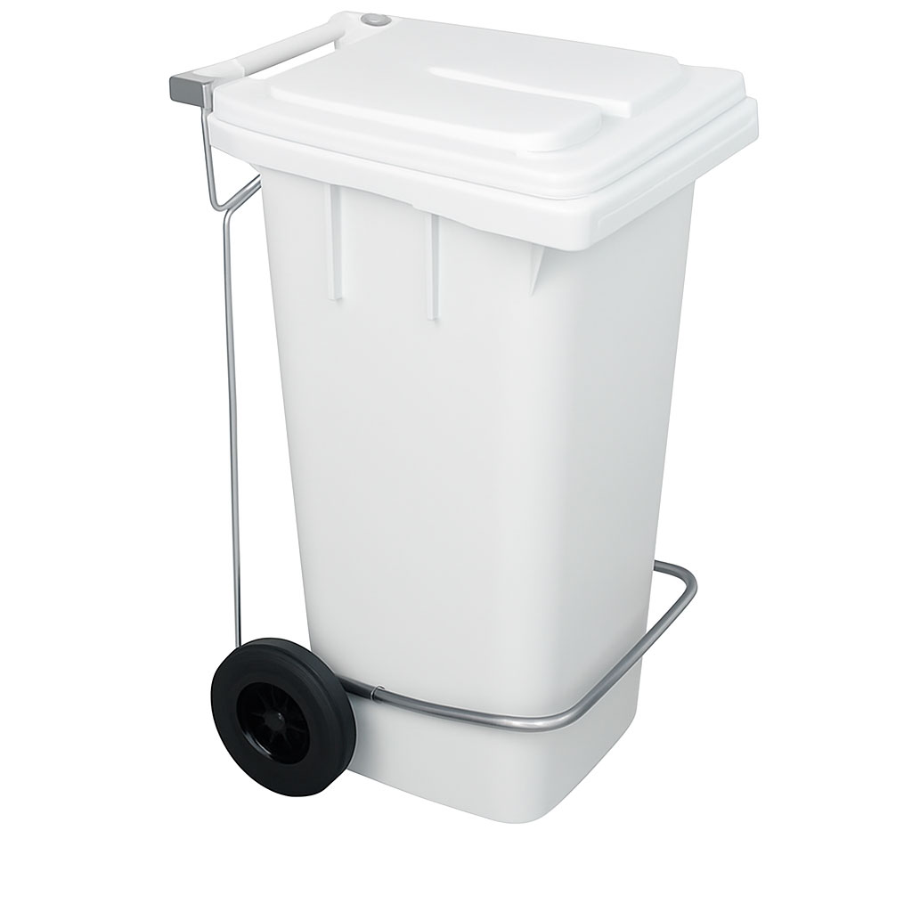 [8992310] Contenedor Blanco Móvil De 120l Con Pedal Metálico.