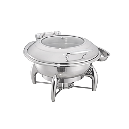 [265.67] Chafing dish redondo con ventana 6 l ø 52x45,5x34 cm plateado inox + cristal (1 unid.)