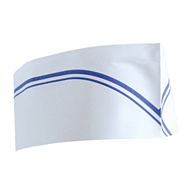 [155.05] Gorros ajustables barco franjas azules 28 cm blanco papel (100 unid.)