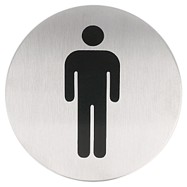 Placa autoadhesiva "caballeros" ø 7,5 cm plateado inox (1 unid.)