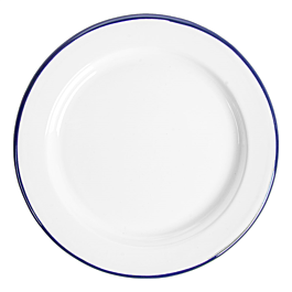 [261.26] Platos llanos 'enamelware' ø 18x1,7 cm blanco acero esmaltado (6 unid.)