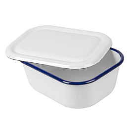 [264.81] Recipientes con tapa 'enamelware' 2100 ml 23,5x19x9 cm blanco acero esmaltado (3 unid.)