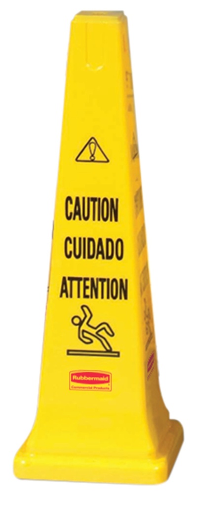 Cono Multilingüe con Mensaje de «cuidado», 91,4 Cm, Amarillo