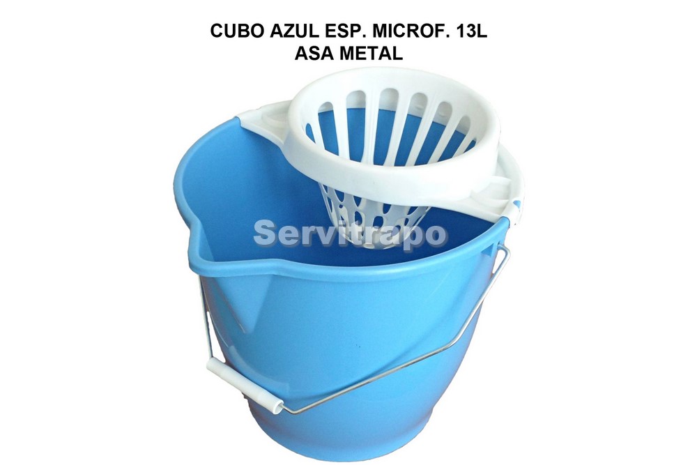 [SW512098] Cubo 13l Redondo Azul con Escurridor Blanco,asa Metal