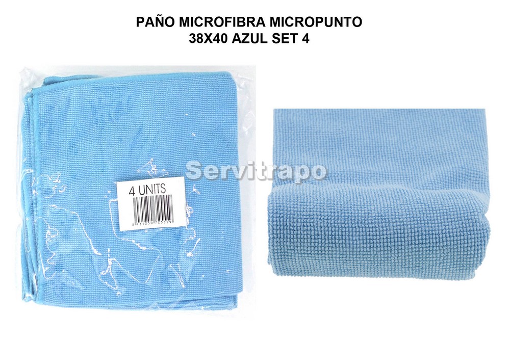Paño Microfibra Micropunto Pack-4 Azul (Rizo)