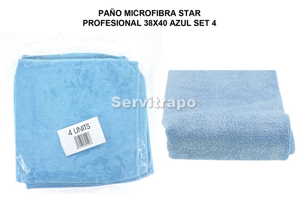 Paño Microfibra Star Profesional Pack-4 Azul (Ecológica)