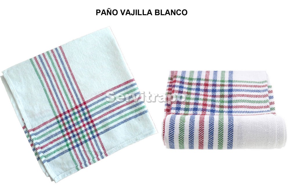 Paño Vajilla Algodón Blanco Pack-12