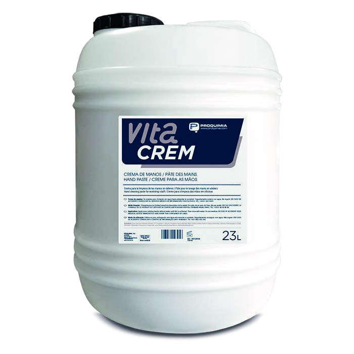 Crema, con abrasivo natural, indicada para el lavado de manos engrasadas. – Garrafa 23L (VITA CREM)