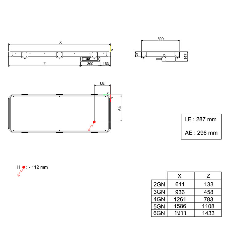 [19092271] Placa caliente bajo encimera 1261 mm - 4 x GN1/1