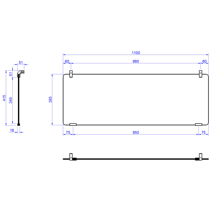 [19098439] Cristal protector vertical recto 1100 mm para pantallas