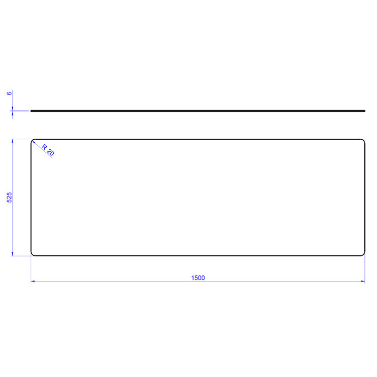 [19098438] Cristal superior recto 1500 mm para pantallas neutras