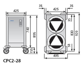 [19005889] Dispensador de platos nivel constante 2 columnas Ø180-280 mm