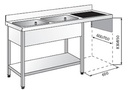 Fregadero soldada inox BF-187-L (mm) 1800 x 700