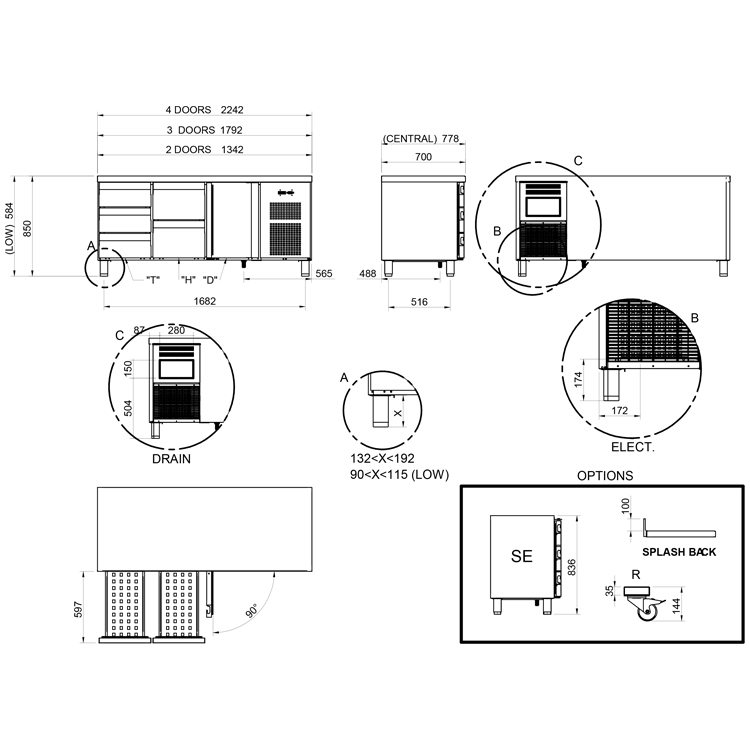 Mesa refrigerada gastronorm MPG-135 HC PC