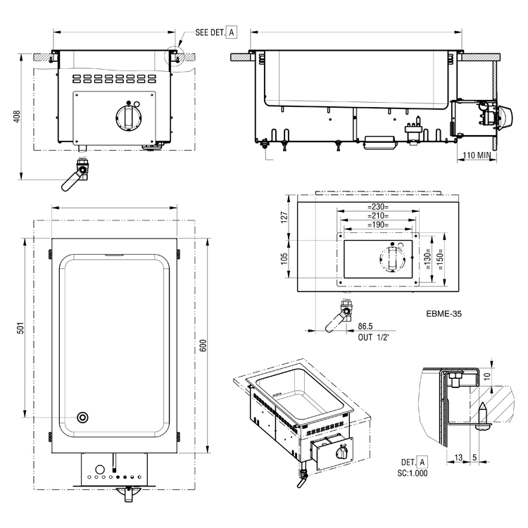 [19097869] Baño María eléctrico GN 1/1 snack 650